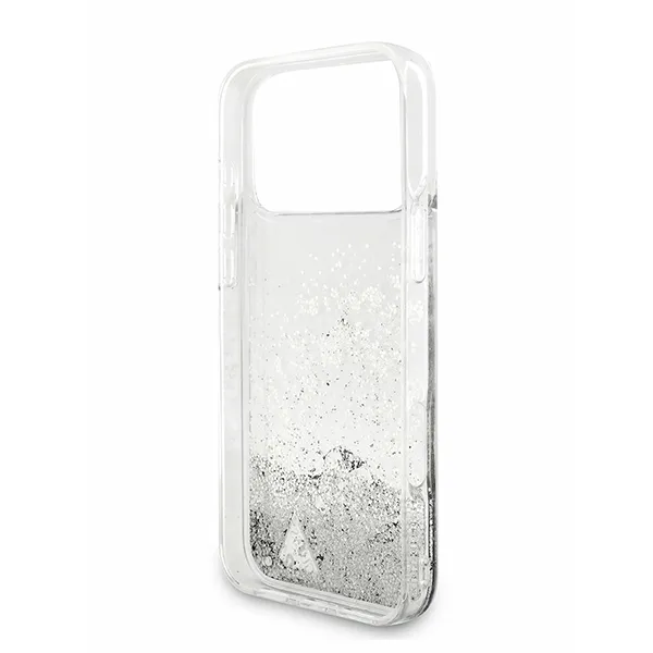 Guess для iPhone 17 Pro Max чехол Liquid Glitter Charms Hard Silver