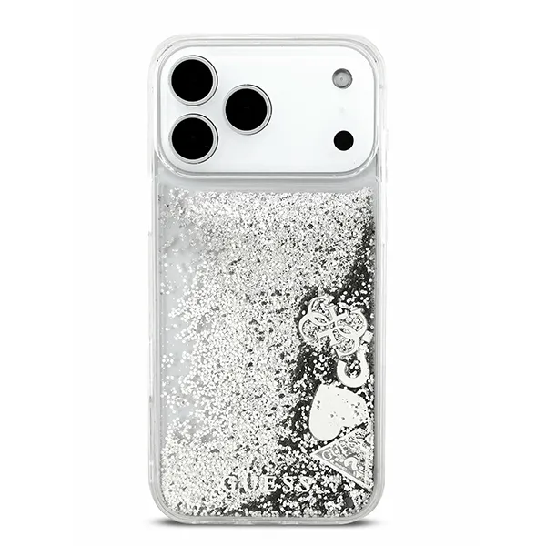 Guess для iPhone 17 Pro Max чехол Liquid Glitter Charms Hard Silver