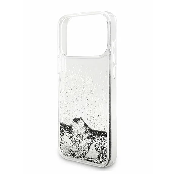 Guess для iPhone 17 Pro Max чехол Liquid Glitter Charms Hard Silver
